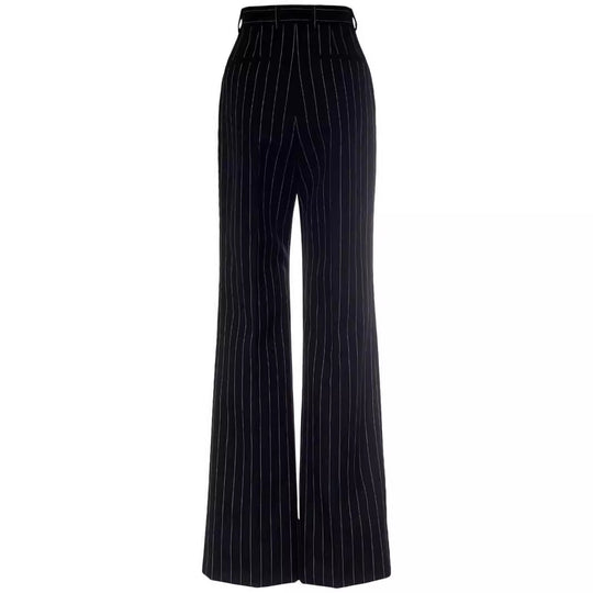 Damen Hochtaillierte weite Nadelstreifen-Hose im Tailoring-Stil Nord Taschen