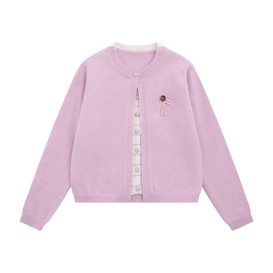 Damen Feinstrick-Cardigan mit Rundhals, verdeckter Knopfleiste und Zierbrosche Nord Taschen