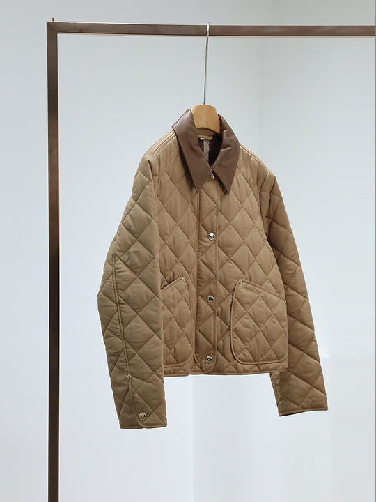 Damen Steppjacke mit hochwertigem Lederkragen Nord Taschen