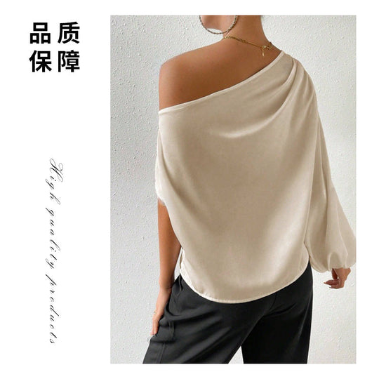 Damen elegante asymmetrische Bluse mit weiten Ärmel - Vittorelli