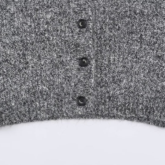 Damen Oversized Grobstrick-Cardigan mit tiefem V-Ausschnitt, Rippenstruktur und Ballonärmeln Nord Taschen