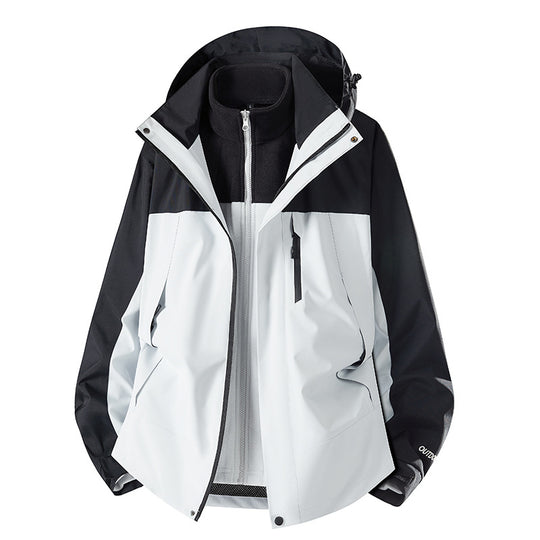 Herren zweiteilige Softshelljacke mit herausnehmbarer Fleece-Innenjacke, verstellbarer Kapuze und wasserabweisender Membran Nord Taschen