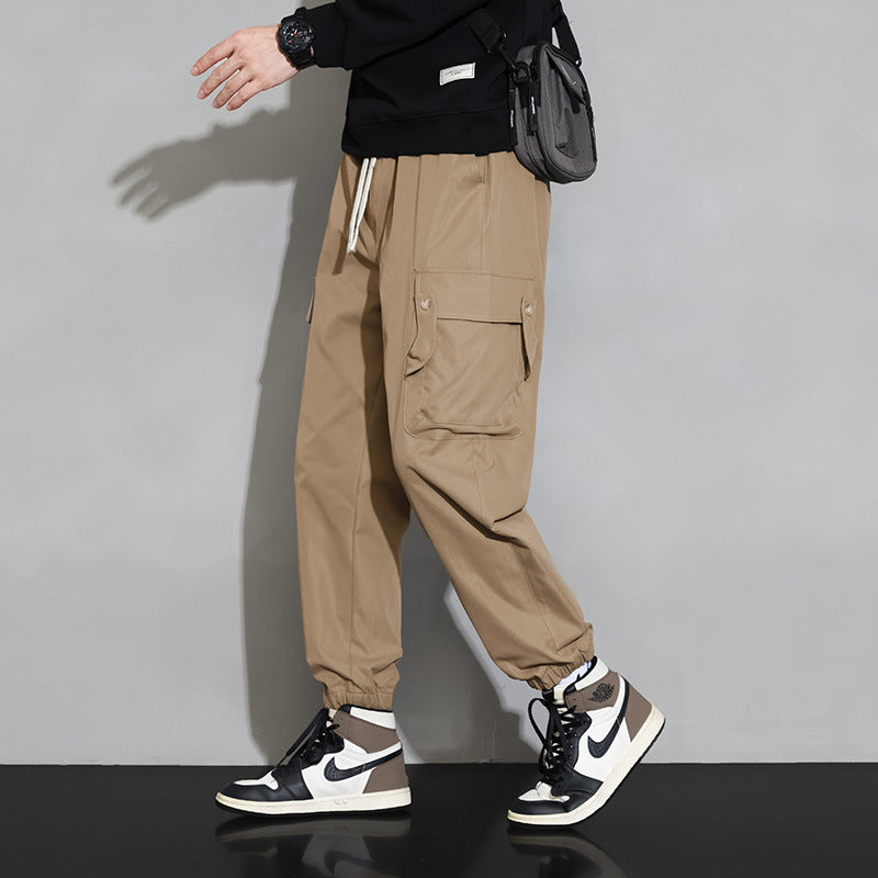 Herren Lockere Utility-Cargohose mit Kordelzug, Elastikbündchen und Multifunktionstaschen Nord Taschen