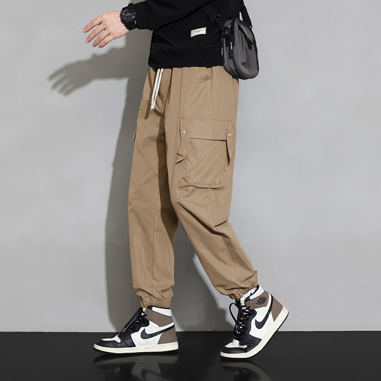 Herren Lockere Utility-Cargohose mit Kordelzug, Elastikbündchen und Multifunktionstaschen Nord Taschen