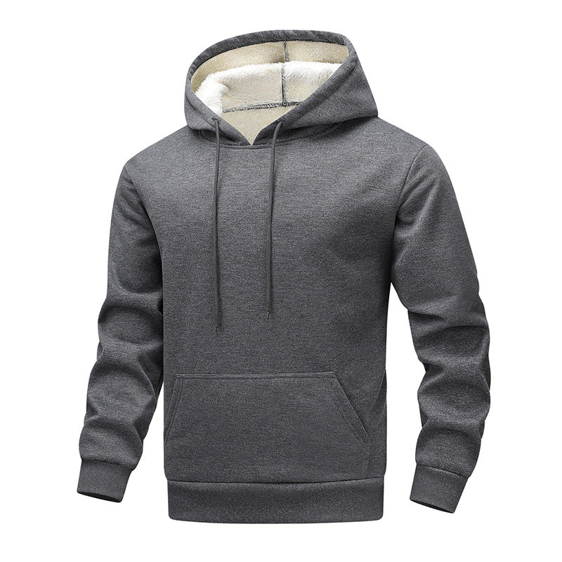 Herren Kuscheliger Teddyfleece-Kapuzenpullover mit Sherpa-Futter und Kängurutasche Nord Taschen