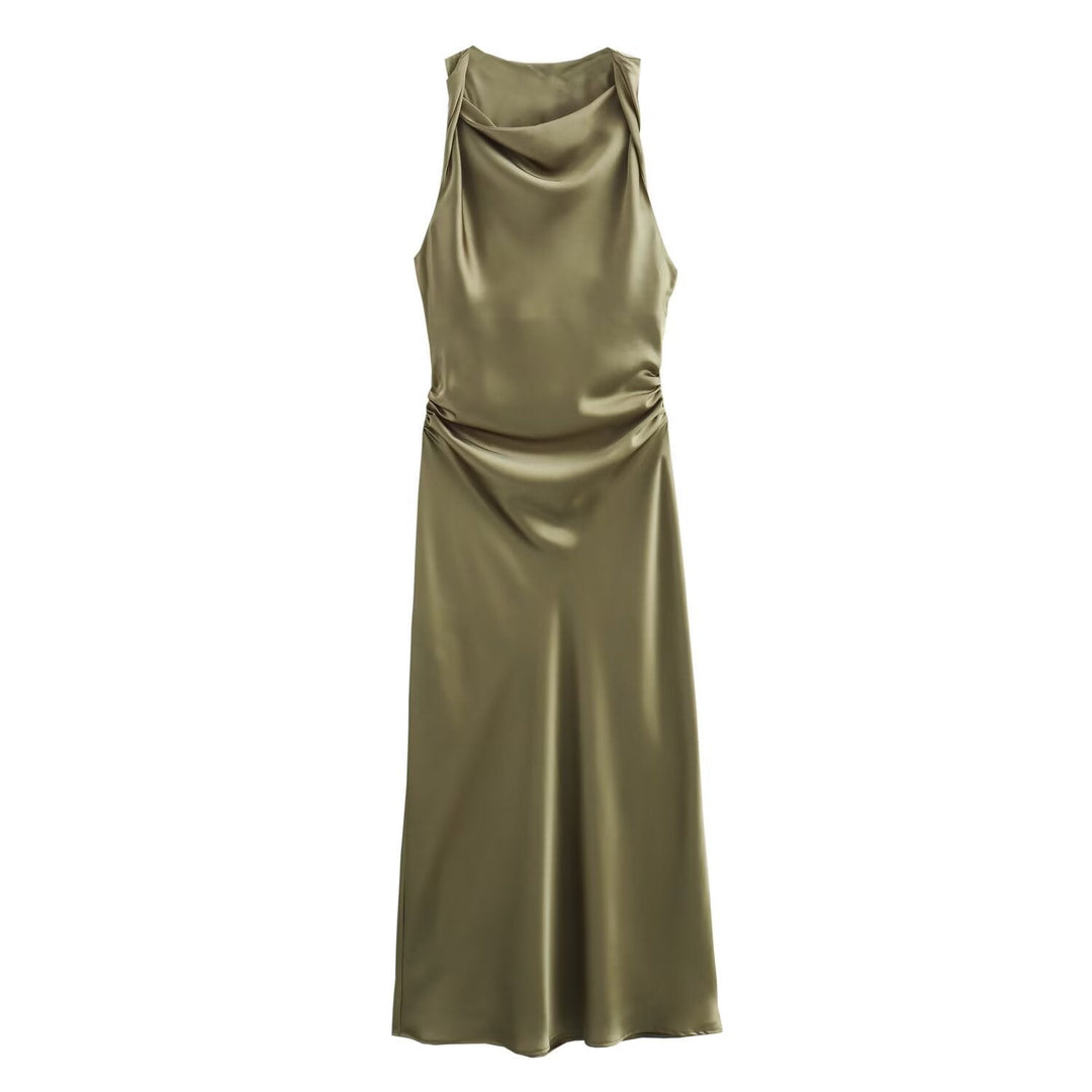 Damen elegantes Sommerkleid mit fließendem Schnitt und charmanten Rüschendetails
