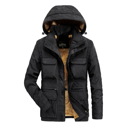 Herren Utility-Parka mit wärmendem Fleece-Futter, Multifunktionstaschen und verstellbarer Kapuze Nord Taschen