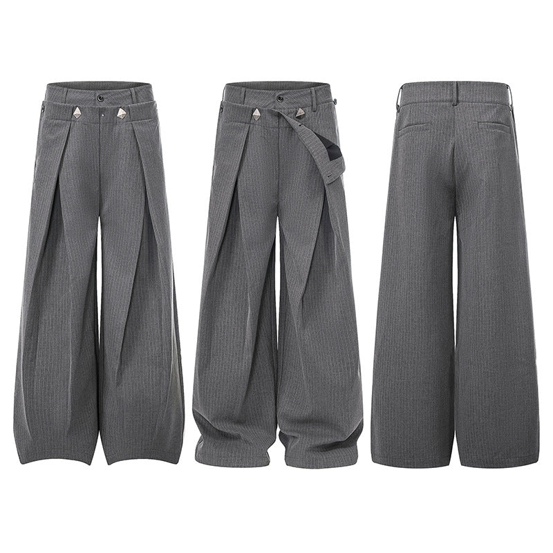 Damen Weite High-Waist Culotte-Hose mit markanter Faltenlegung und Zierknopf-Details Nord Taschen