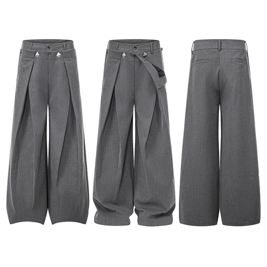 Damen Weite High-Waist Culotte-Hose mit markanter Faltenlegung und Zierknopf-Details Nord Taschen