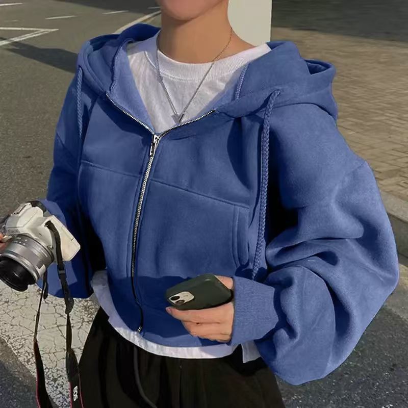 Damen Cropped Hoodie mit Reißverschluss und lässigem Stil - Arvani