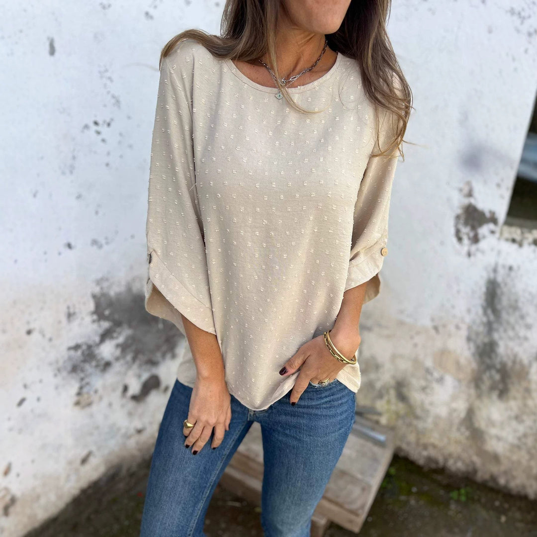 Damen Bluse mit Strukturpunktmuster und dreiviertel Ärmel Nord Taschen