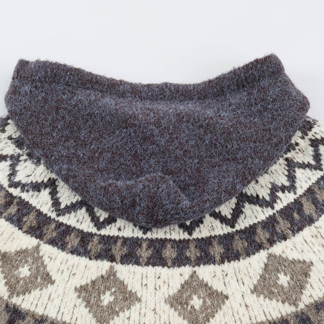Damen Kapuzen-Strickjacke im Norwegerstil mit Knebelverschlüssen Nord Taschen