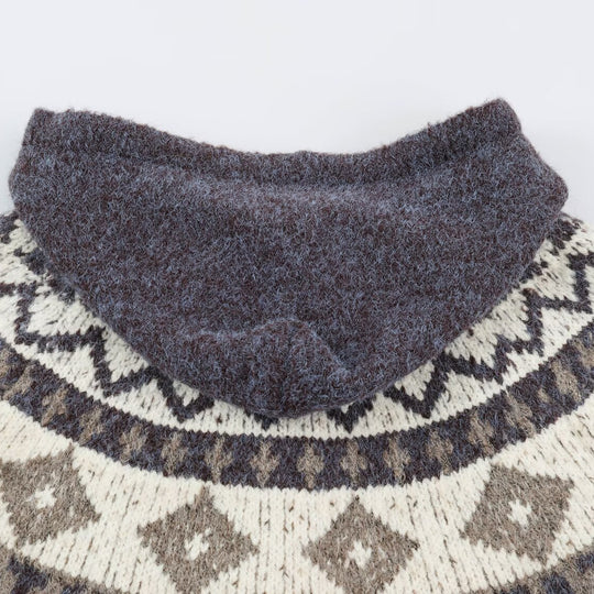 Damen Kapuzen-Strickjacke im Norwegerstil mit Knebelverschlüssen Nord Taschen