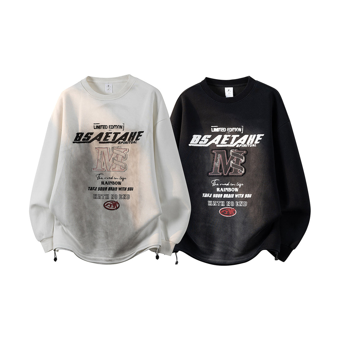 Herren Oversize Sweatshirt mit Allover-Print, Rundhalsausschnitt & Tunnelzugsaum Nord Taschen