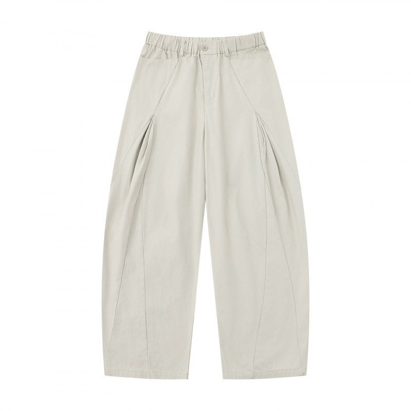 Damen Weite Culotte-Hose mit elastischem Bund, dekorativen Falten und geschwungenen Nahtdetails Nord Taschen