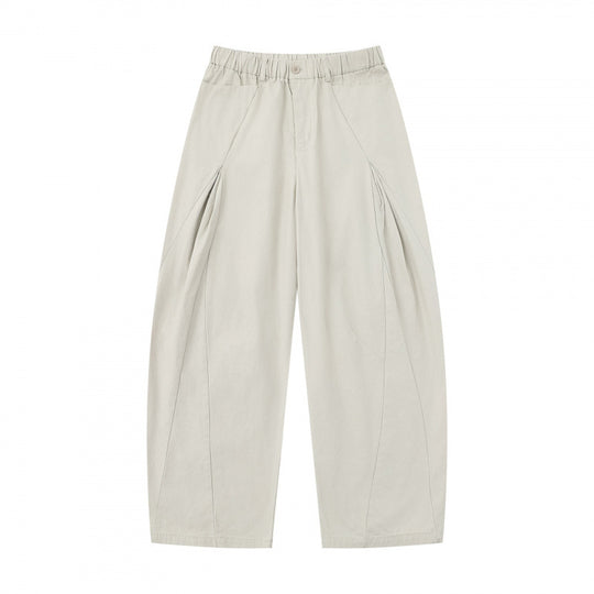 Damen Weite Culotte-Hose mit elastischem Bund, dekorativen Falten und geschwungenen Nahtdetails Nord Taschen