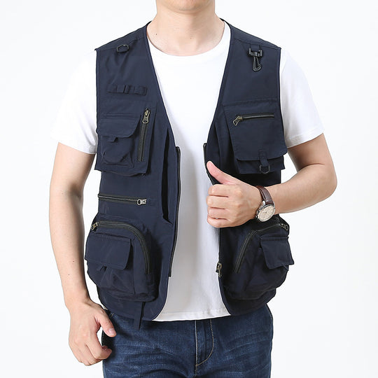Herren Multifunktionale Utility-Anglerweste mit zahlreichen Reißverschluss- und Pattentaschen Nord Taschen