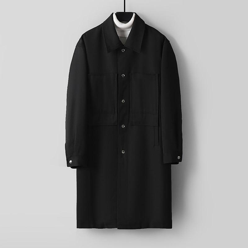 Herren Longline-Mantel mit Hemdkragen und aufgesetzten Taschen Nord Taschen