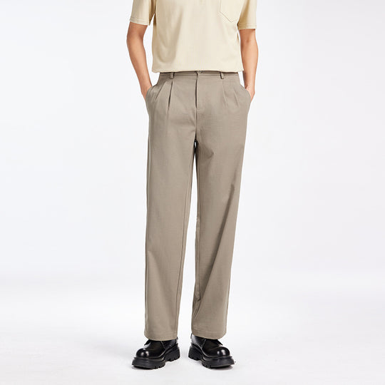 Herren Elegante Bundfalten-Stoffhose mit hoher Bundhöhe, Bügelfalte und geradem Bein Nord Taschen
