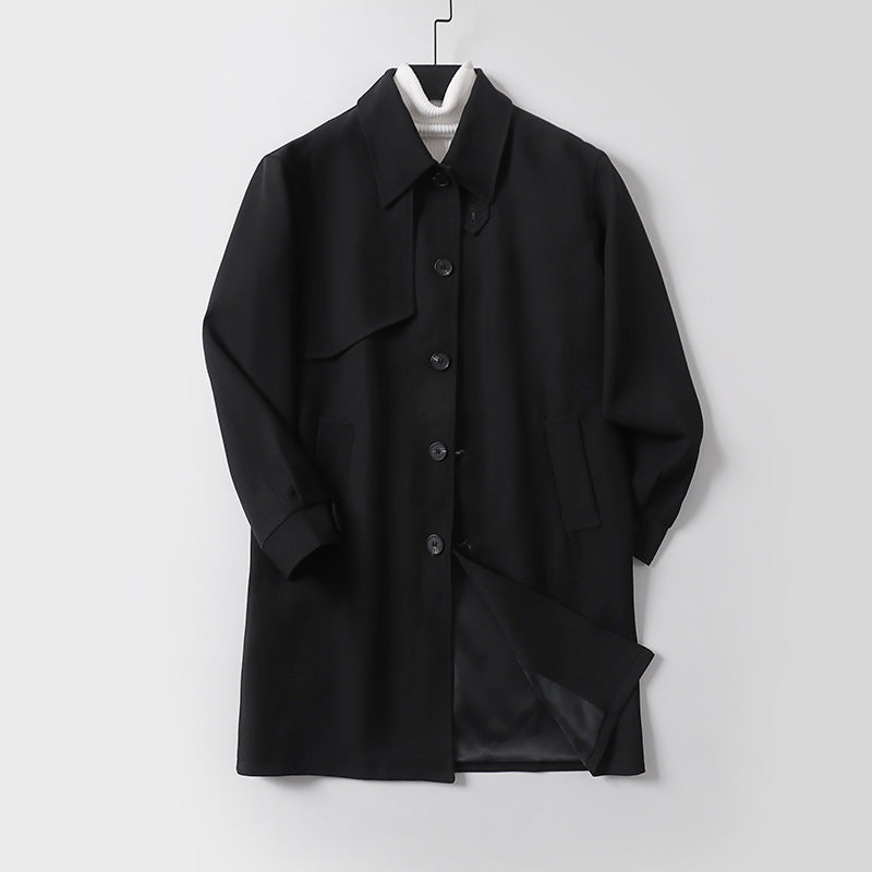 Herren Moderner minimalistischer Trenchcoat mit asymmetrischer Schulterklappe und knielanger Silhouette Nord Taschen