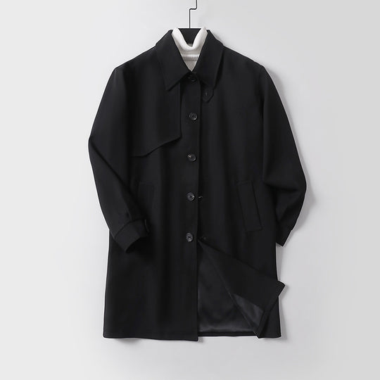 Herren Moderner minimalistischer Trenchcoat mit asymmetrischer Schulterklappe und knielanger Silhouette Nord Taschen