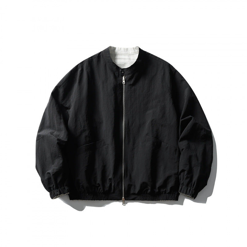 Unisex Leichte Oversize-Bomberjacke aus Strukturstoff mit Stehkragen und elastischem Saum Nord Taschen