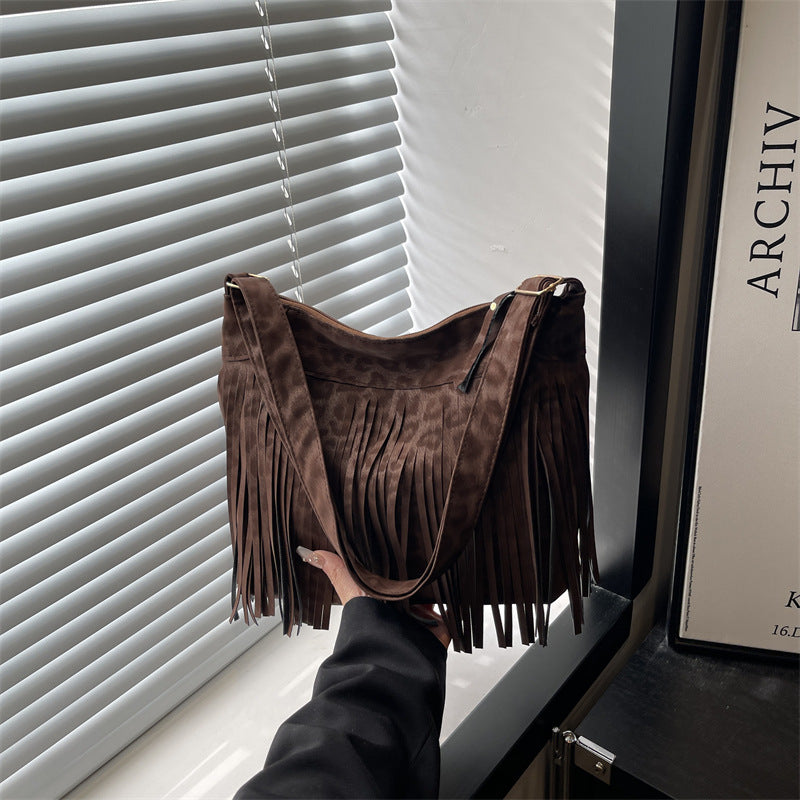 Damen freche Wildleder Umhängetasche mit Fransen Nord Taschen