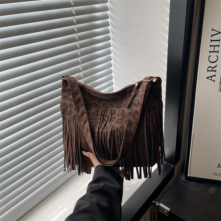Damen freche Wildleder Umhängetasche mit Fransen Nord Taschen