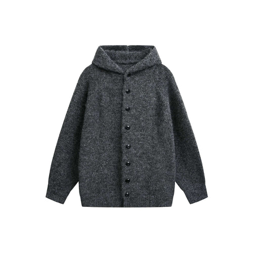 Damen Wollmix‑Cape‑Cardigan mit Kapuze, Knopfleiste und Raglanärmeln Nord Taschen