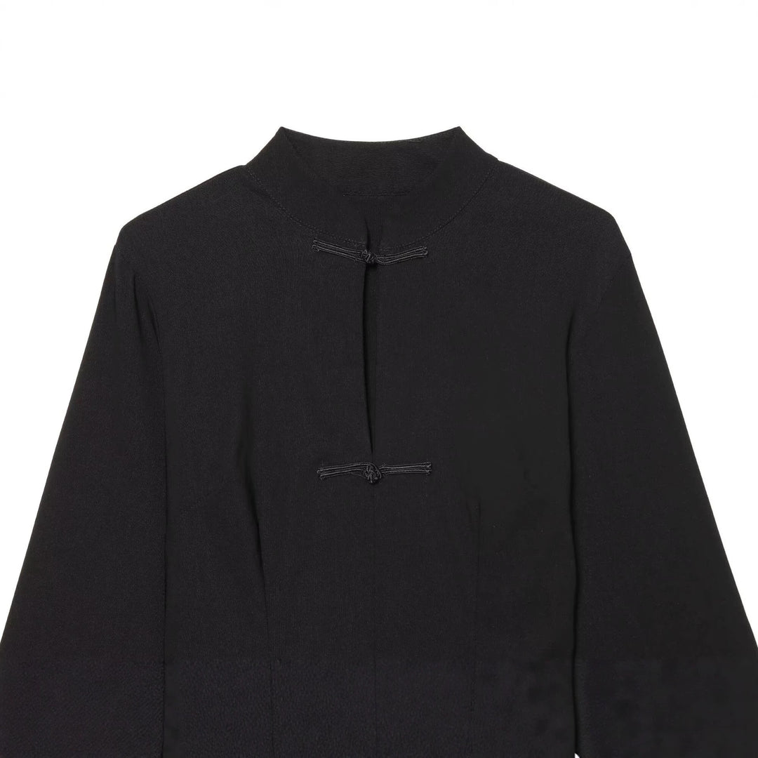 Damen Cape‑Mantel mit Stehkragen chinesischen Knotenverschlüssen und weiten Kimonoärmeln Nord Taschen
