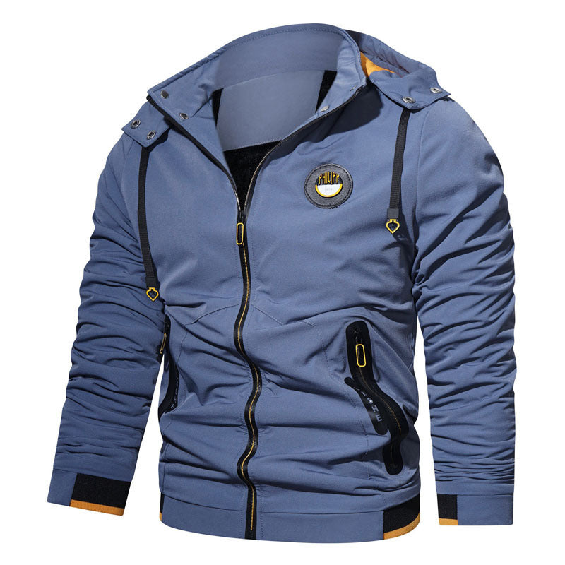 Herren sportlich-urbaner Kapuzenzip-Hoodie mit wasserabweisenden Reißverschlüssen und Logo-Patch Nord Taschen