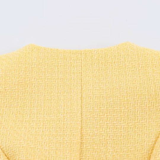 Damen Kurzjacke im Bouclé‑Tweed‑Stil mit Perlenknöpfen und Taillengürtel Nord Taschen