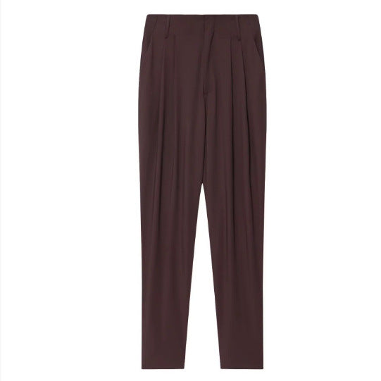 Damen 90+ hochtaillierte Bundfaltenhose mit weitem Sitz und tapered Bein Nord Taschen