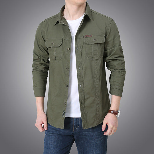 Herren robustes Overshirt aus Baumwoll-Canvas mit Brustpattentaschen Nord Taschen