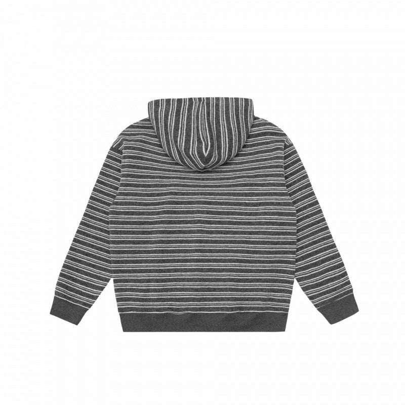 Unisex Oversize-Kapuzenpullover mit halbem Reißverschluss, Streifenmuster und Kängurutasche Nord Taschen