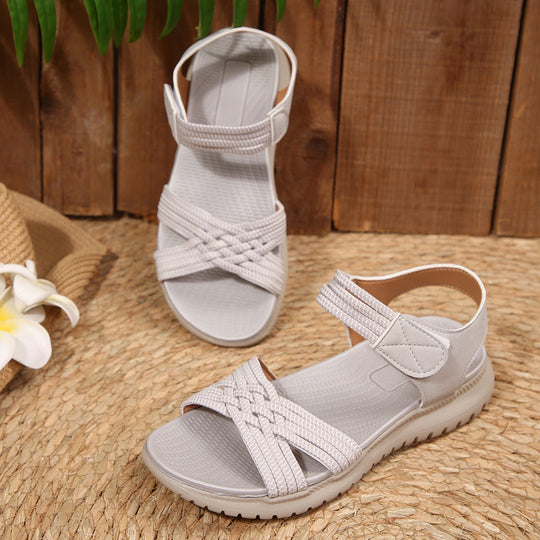 Damen Komfortable Sandalen mit geflochtenen Riemen und elastischem Band Nord Taschen