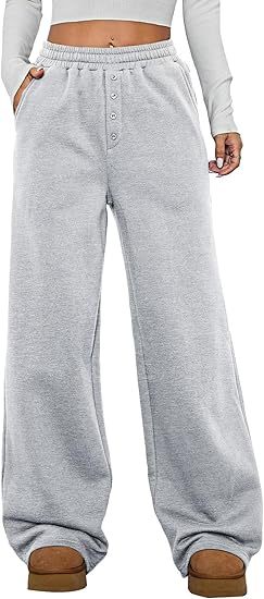 Damen Kuschelige Fleece-Sweatpants mit weitem Bein und hohem Elastikbund Nord Taschen