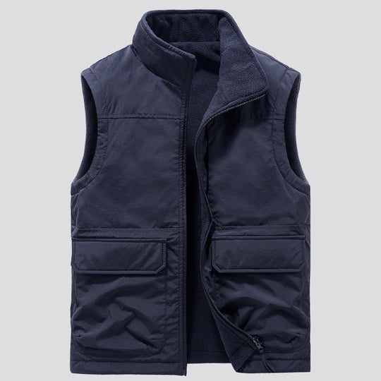 Herren Outdoor-Utilityweste mit Fleece-Innenlage, hohem Stehkragen und Frontklappentaschen Nord Taschen