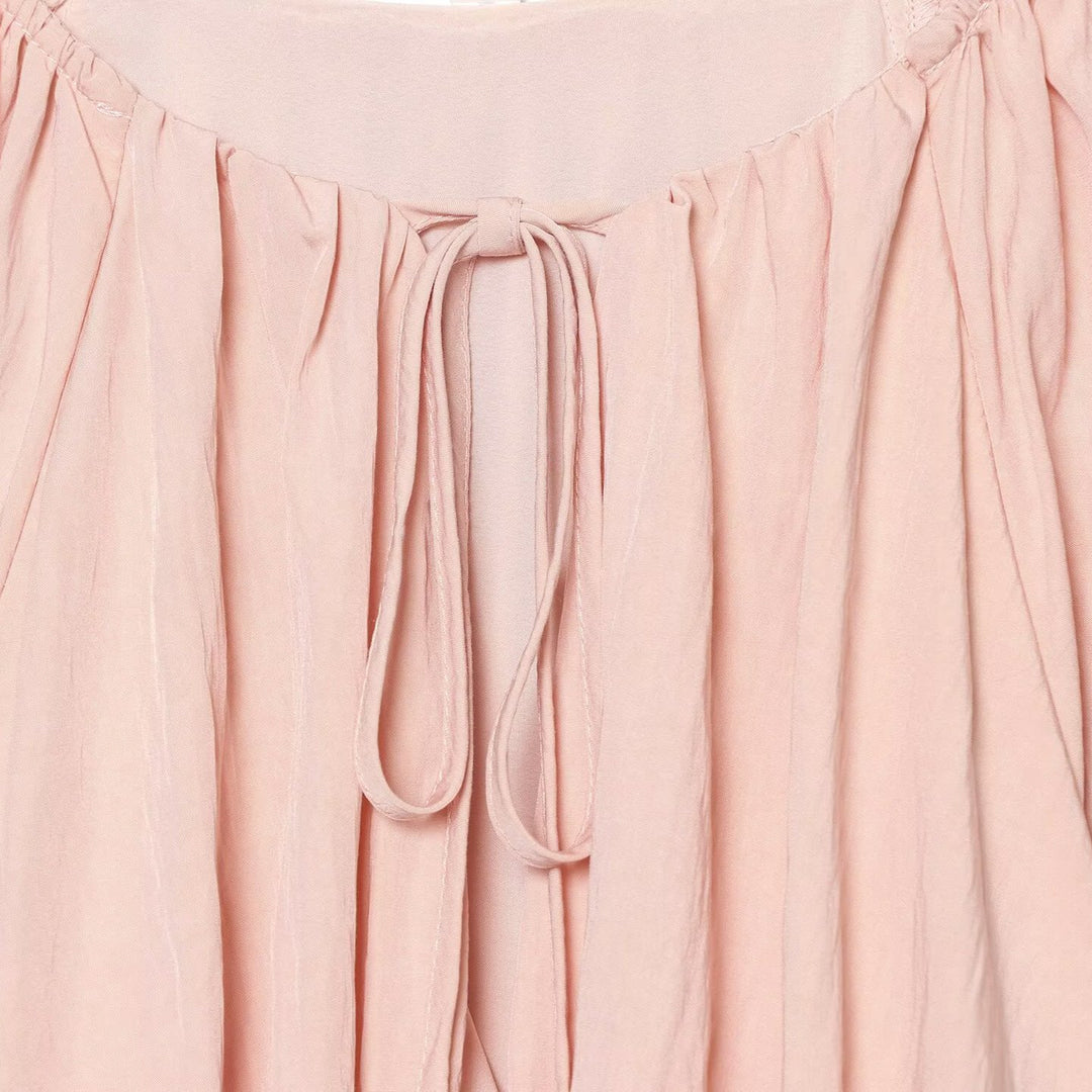Damen Carmen-Cropped-Bluse mit Tunnelzugkragen, gerafftem Saum und Ballonärmeln Nord Taschen