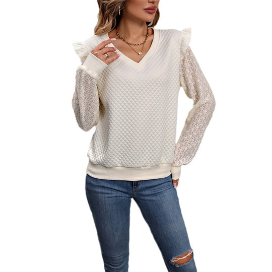 Damen Verspielter Strickpullover mit Rüschen-Details Nord Taschen