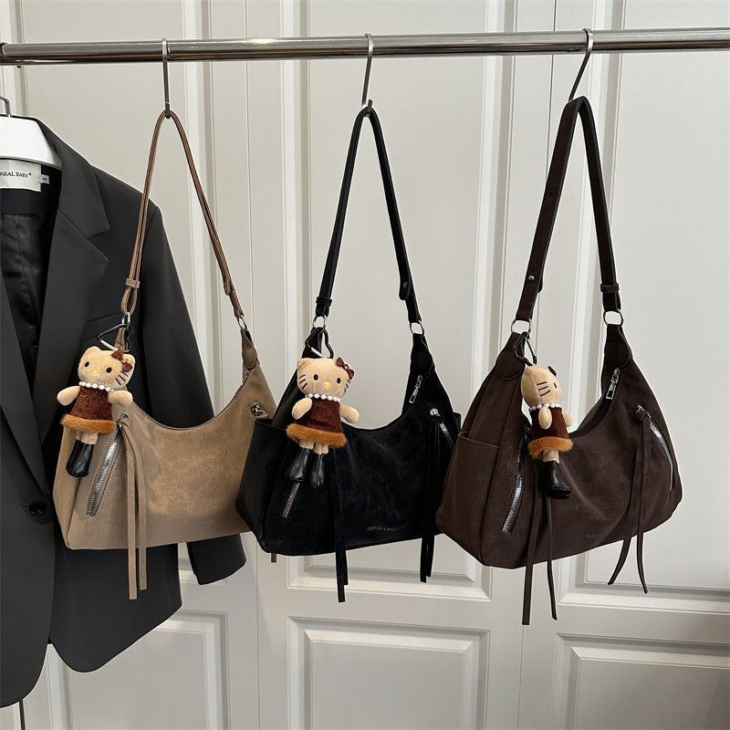 Damen modische Schultertasche mit dekorativen Reißverschlüssen Nord Taschen