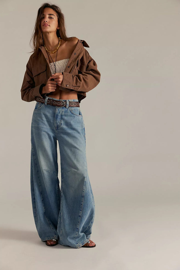 Damen kurze Utility-Überwurfjacke mit Druckknopf-Front und aufgesetzten Pattentaschen Nord Taschen