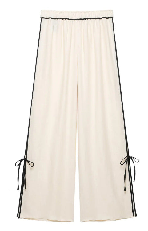 Damen Weite plissierte Loungehose mit elastischem Bund Nord Taschen