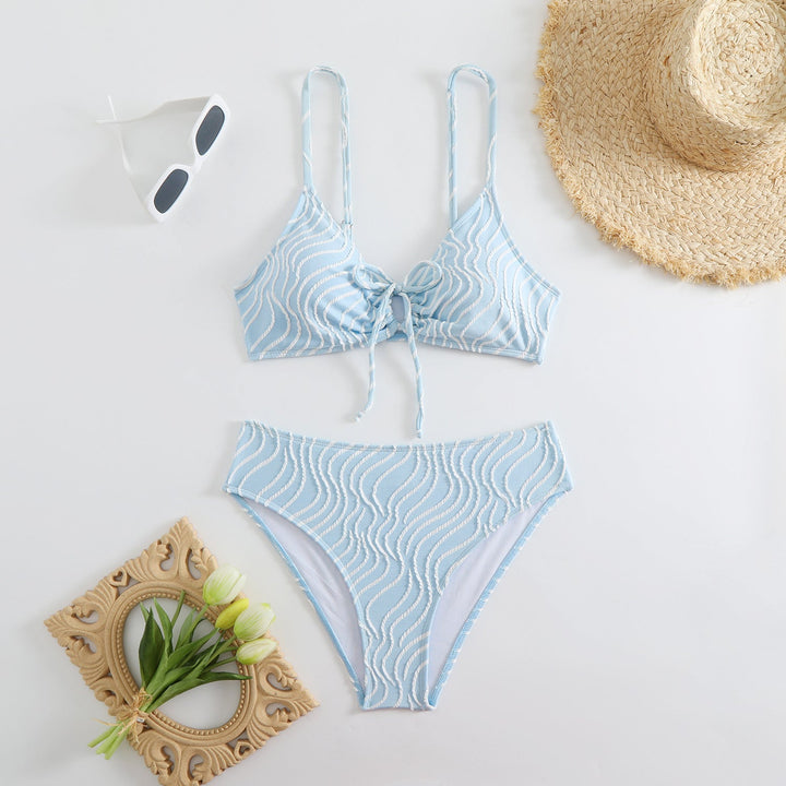 Damen Zweiteiliger Bikini mit verspieltem Wellenmuster