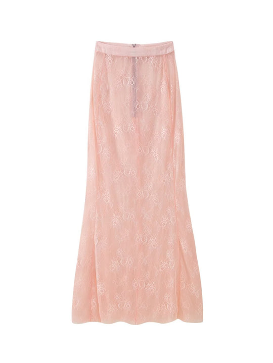 Damen Langer Spitzen‑Maxirock mit elastischem Bund und transparentem Einsatz Nord Taschen