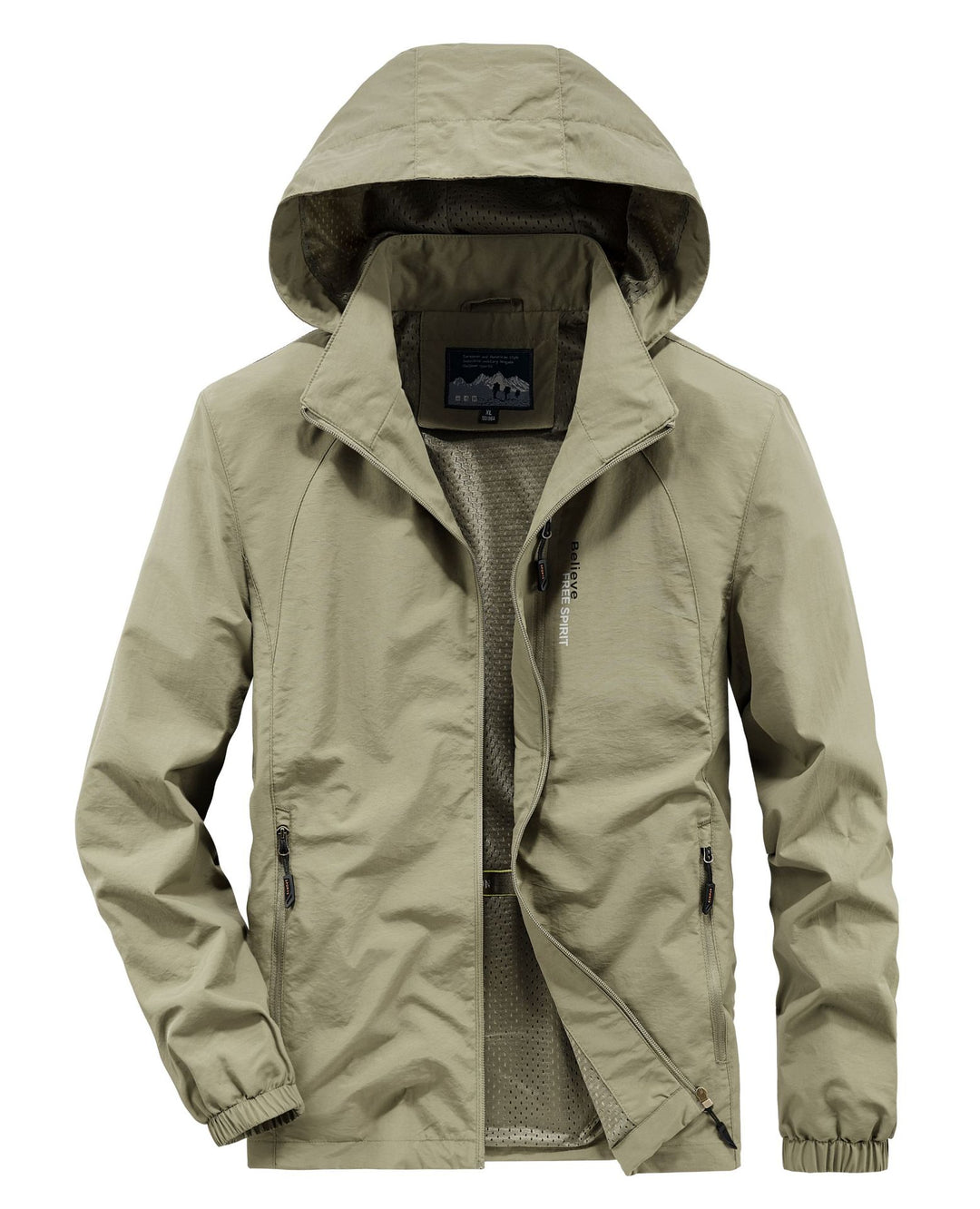 Herren Ultraleichte Atmungsaktive Kapuzenjacke mit perforiertem Mesh‑Futter und Reißverschlusstaschen Nord Taschen