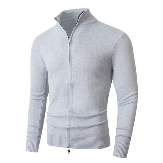 Herren Slim-Fit Feinstrick-Cardigan mit Zweifach-Reißverschluss und Stehkragen Nord Taschen