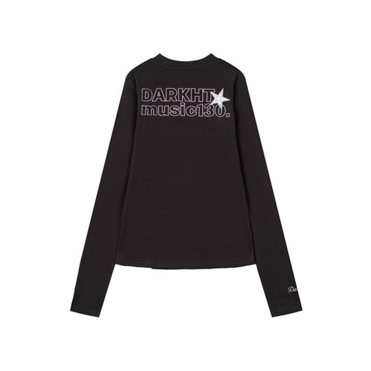 Damen Langarmshirt mit Paillettenkragen und Musiknoten-Applikationen Nord Taschen