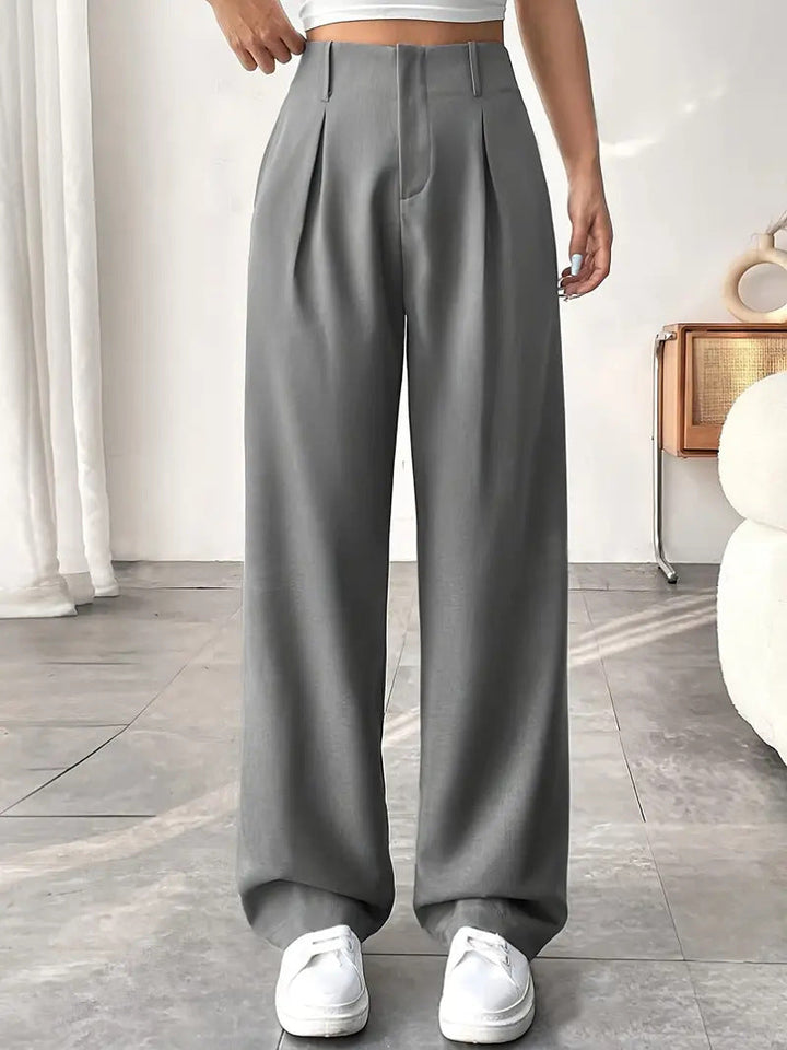 Damen Elegante Bundfaltenhose mit weitem Schnitt