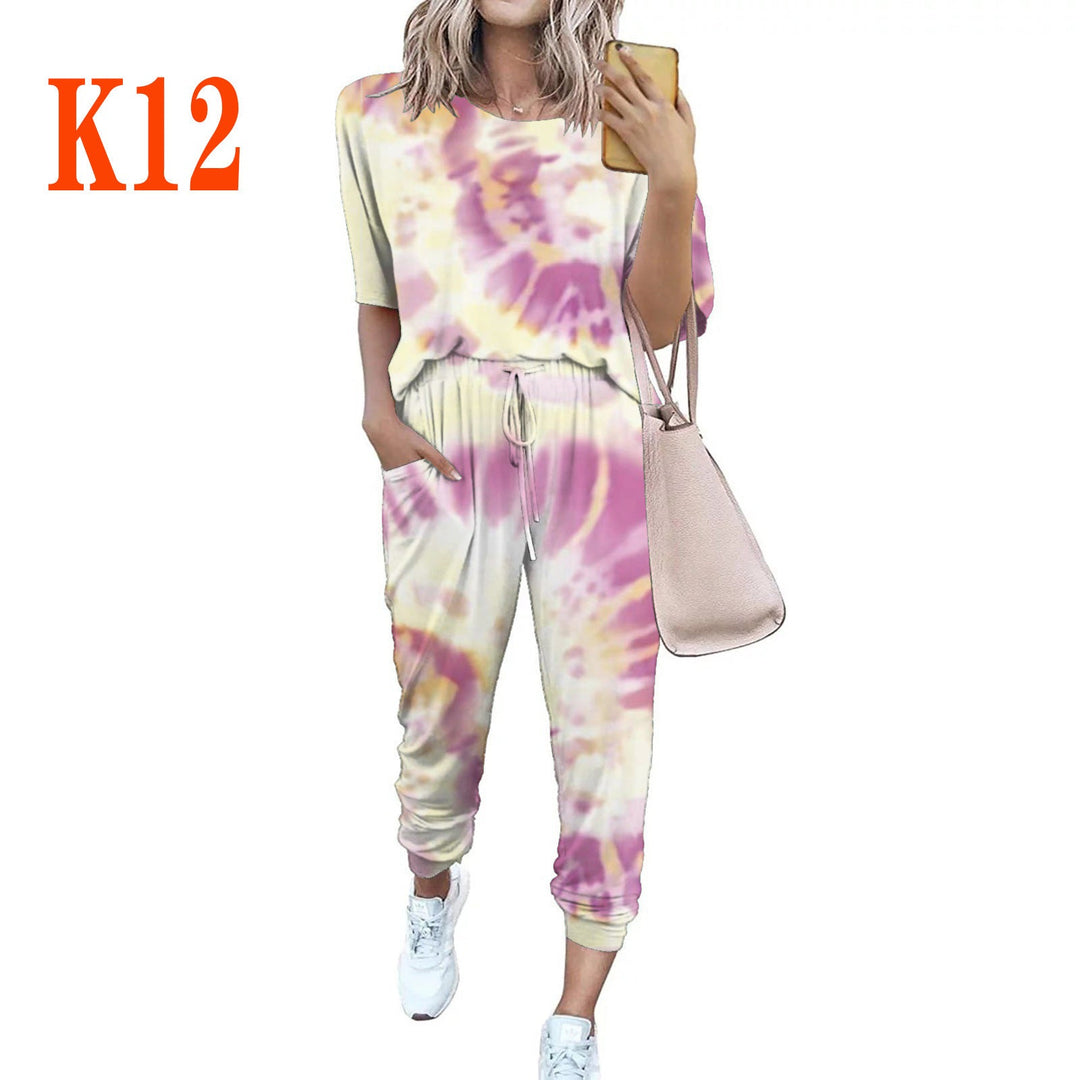 Damen lässiger Jumpsuit mit modischem Batikdesign und praktischen Taschen Nord Taschen